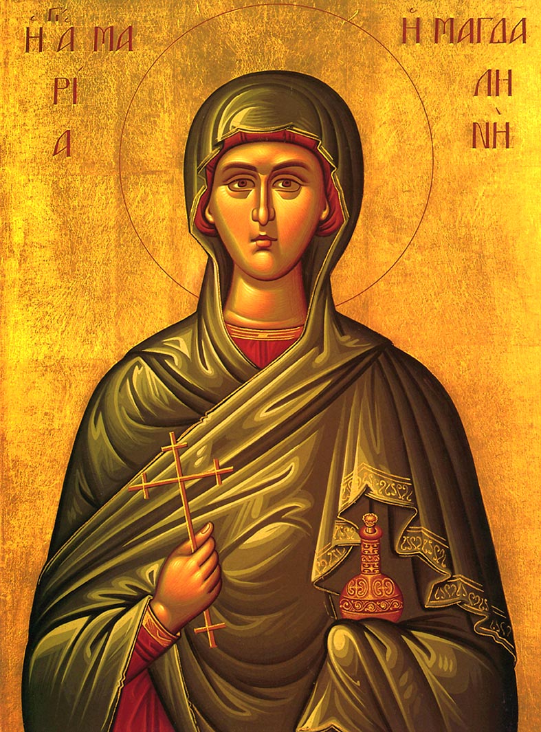Icono de María Magdalena con sus atributos