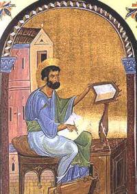 San Marcos escribiendo el Evangelio